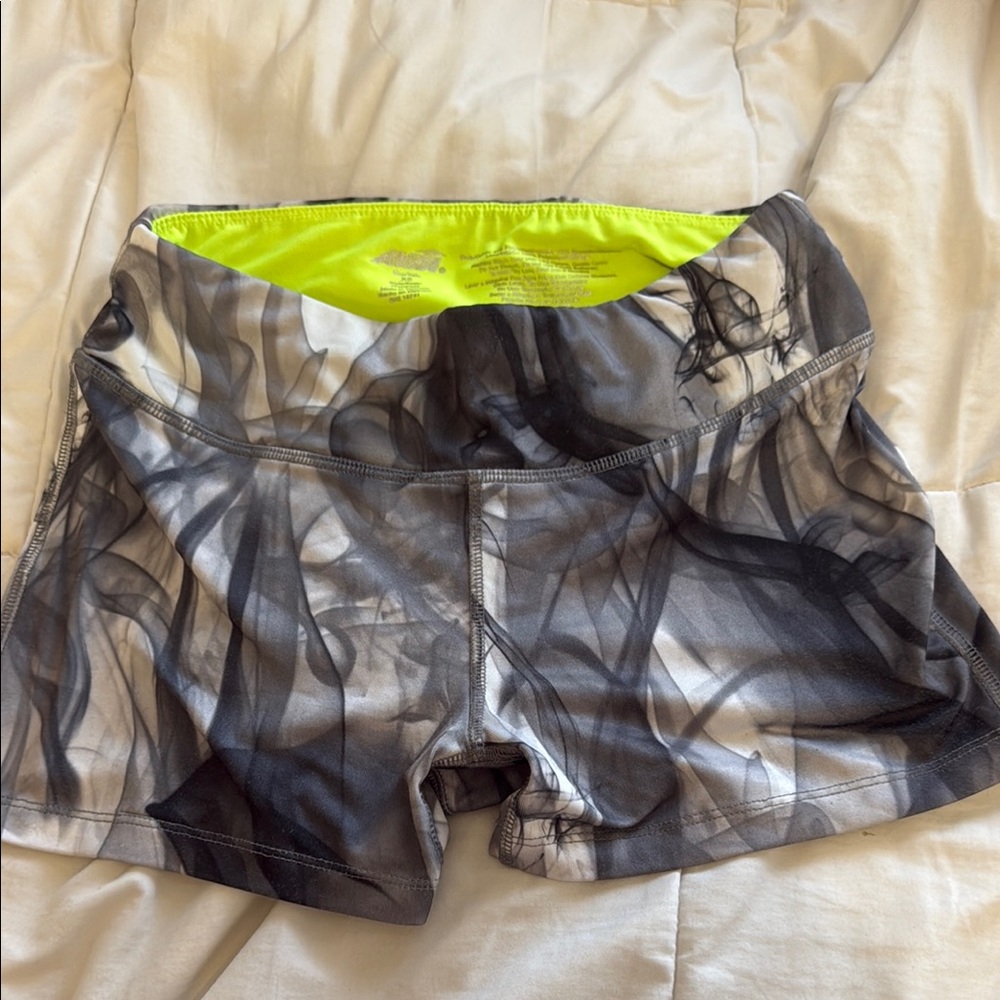 Gray and Black Patterned Athletic Shorts
